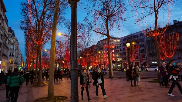 París Francia Enero 2022 Gente Que Campos Elíseos Campos Elíseos — Foto de Stock