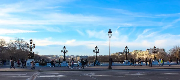 Paris França Janeiro 2022 Ponte Alexandre Iii Sobre Rio Sena — Fotografia de Stock