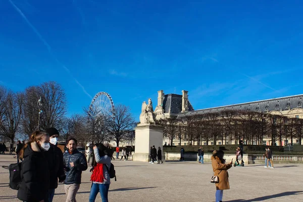 Paris França Janeiro 2022 Pessoas Que Aproximam Ferris Wheel Roue — Fotografia de Stock