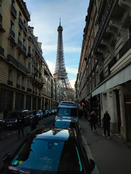Paris France Janvier 2022 Les Gens Approchent Tour Eiffel Tour — Photo