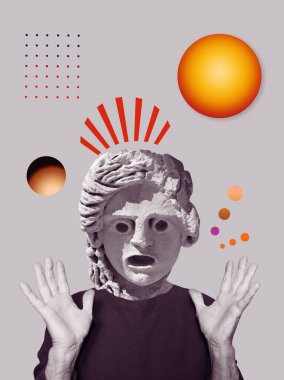 Şaşırmış heykelin modern dijital tasarımı pop sanat tarzında. Vay canına.