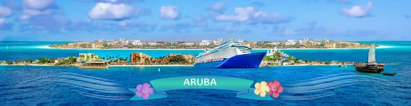 Collage Från Utsikten Över Oranjestad Aruba Vackra Karibiska — Stockfoto