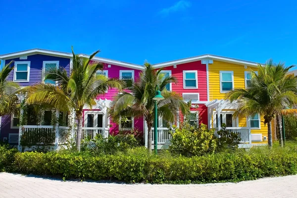 Playa Ocean Cay Bahamas Island Con Casas Coloridas Fondo Tropical — Foto de Stock