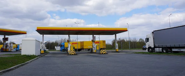 Katowice Polen April 2022 Shell Bränsle Och Bensinstation — Stockfoto