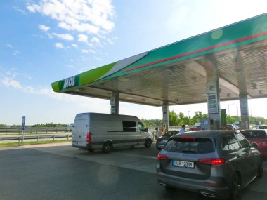 Prague, Czech Republic - May 12, 2022: MOL gas station. The company has replace Agip gas stations. clipart