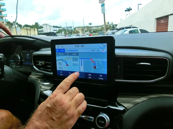 Miami Usa May 2022 Ford Explorer Car Dashboard Navigation System — Stock Photo, Image