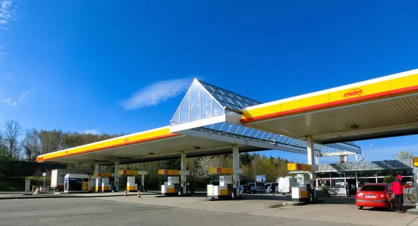 Dresde Alemania Abril 2022 Estación Servicio Combustible Shell — Foto de Stock