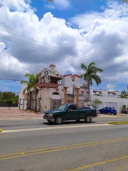 Cozumel Mexico May 2022 Street View Day Cars Shop Windows — Stock Photo, Image