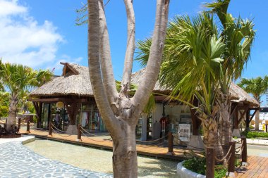 Puerto Plata, DR - 10 Ocak 2022: Puerto Plata, Dominik Cumhuriyeti 'ndeki Taino Koyu yolcu gemisinden alışveriş.