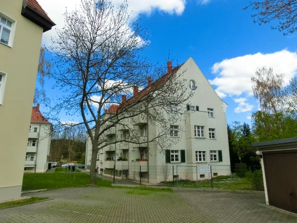 Dresden Alemanha Abril 2022 Edifício Residencial Contemporâneo Exterior Luz Dia — Fotografia de Stock