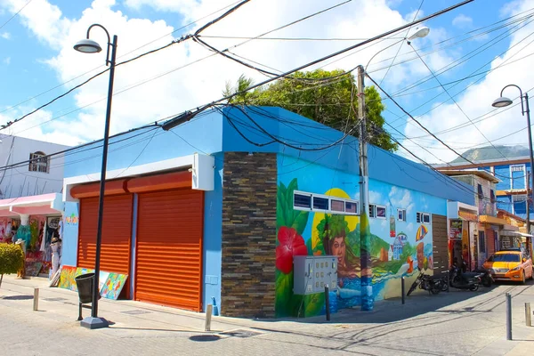 Puerto Plata Mai 2022 Commerces Peinture Près Bâtiments Dans Centre — Photo