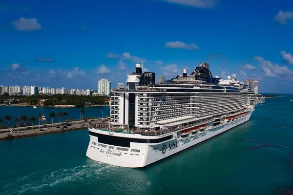 Miami Usa April 2022 Msc Seashore Cruise Ship Prepares Departure — Stockfoto