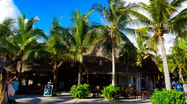 Costa Maya, Meksiko 24 Nisan 2022 Costa Maya yolcu gemisi terminaline ya da limanına giden insanlar pek çok eğlence için mükemmel bir yer. Mükemmel bir tropikal cennet..