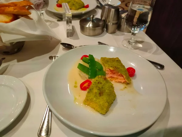 Pesce Cena Ristorante Astratto Della Nave Crociera — Foto Stock