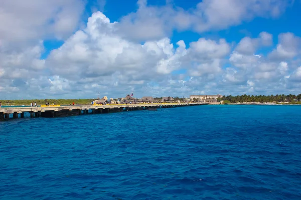 Port Puerta Maya Littoral Avec Eau Bleue Des Caraïbes Cozumel — Photo