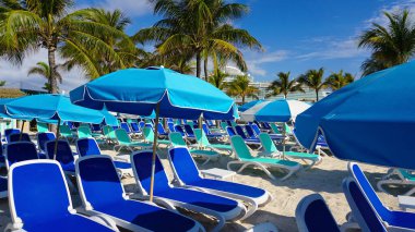 Cococay manzarası, Bahamalar 'daki ada, misafirlerin günü eğlenerek geçirdiği yer..