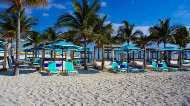 Cococay manzarası, Bahamalar 'daki ada, misafirlerin günü eğlenerek geçirdiği yer..