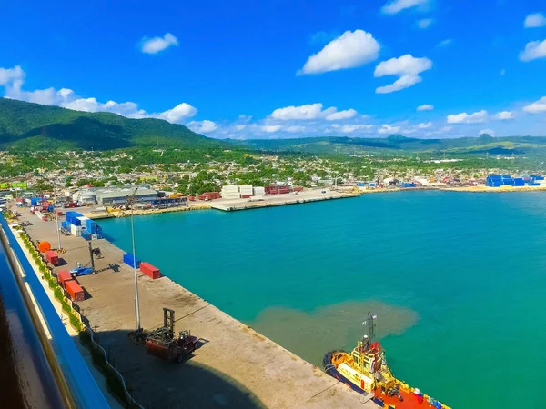 Barcos Barcos Contenedores Puerto Puerto Plata Puerto Paisaje Urbano Zona — Foto de Stock