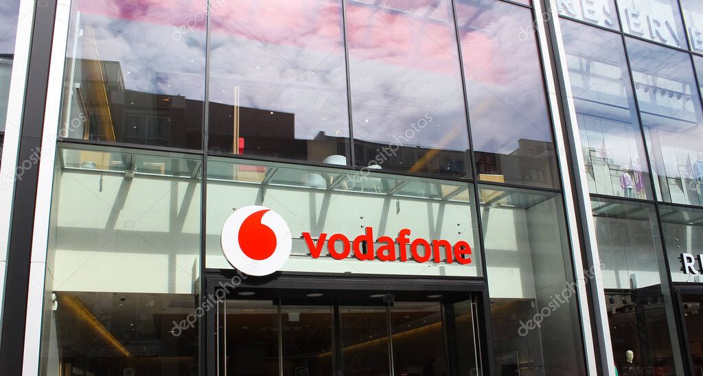 Frankfurt am Main, Germany - April 20, 2022: Vodafone store in the city center