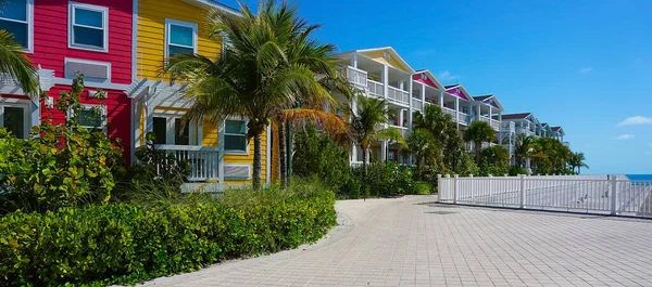 Playa Ocean Cay Bahamas Island Con Casas Coloridas Fondo Tropical — Foto de Stock