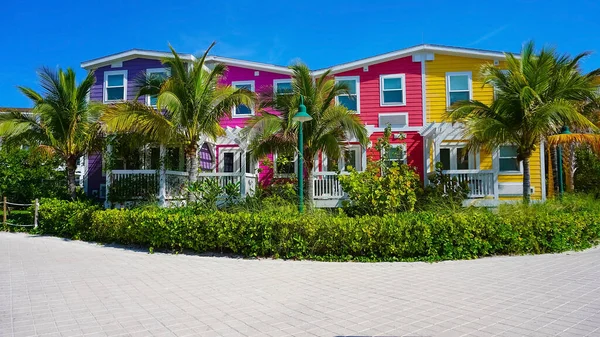Playa Ocean Cay Bahamas Island Con Casas Coloridas Fondo Tropical — Foto de Stock