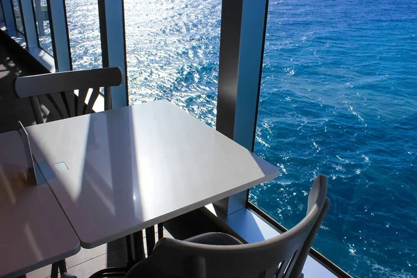 Comedor Buffet Bordo Del Crucero Lujo Abstracto Desayuno Con Vistas — Foto de Stock