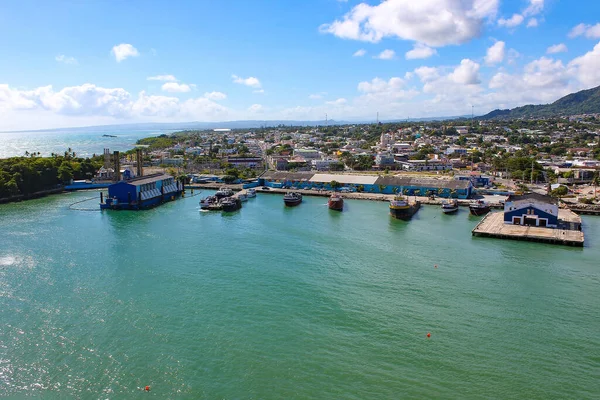 Barcos Barcos Contenedores Puerto Puerto Plata Puerto Paisaje Urbano Zona — Foto de Stock