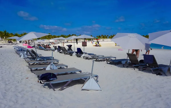 Praia Areia Branca Ilha Ocean Cay Bahamas Água Azul Areia — Fotografia de Stock
