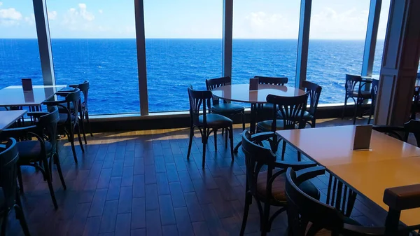 Comedor Buffet Bordo Del Crucero Lujo Abstracto Desayuno Con Vistas — Foto de Stock