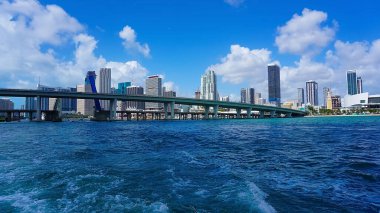 Miami, USA - April 23, 2022: Bridge at Bayside Marina in Miami, Florida USA