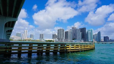 Miami, USA - April 23, 2022: Bridge at Bayside Marina in Miami, Florida USA
