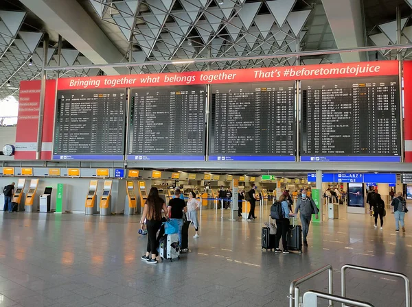 Frankfurt Main Germany May 2022 Airport Wall Information Board Flight — стоковое фото