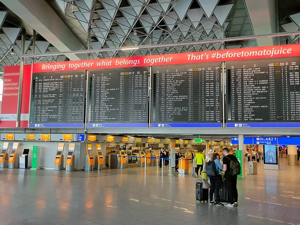 Frankfurt Main Germany May 2022 Airport Wall Information Board Flight — стоковое фото
