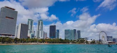 Miami, USA - April 23, 2022: Luxury yachts at the Bayside Marina in Miami, Florida USA