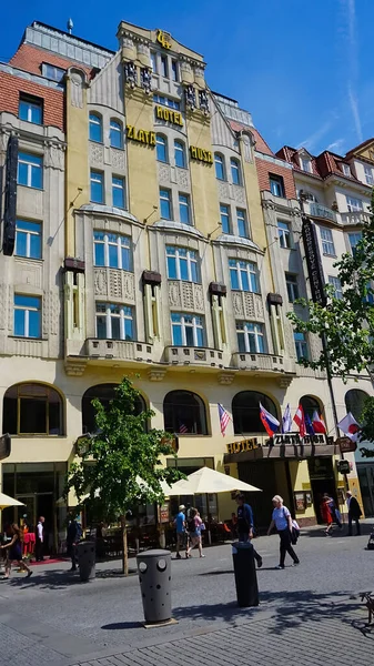 Prague Czech Republic May 2022 Old Buildings Hotels Wenceslas Square — Fotografia de Stock