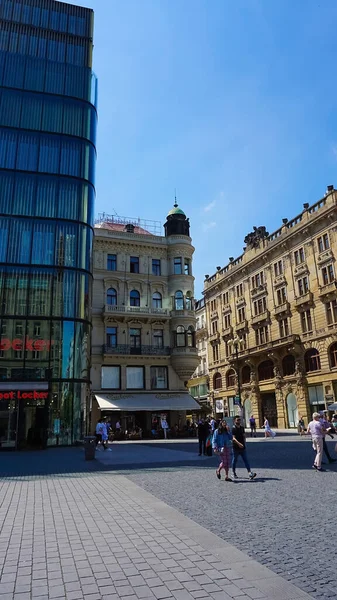Prague Czech Republic May 2022 Old Buildings Hotels Wenceslas Square — Photo