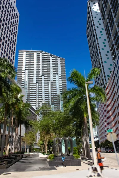 Miami Florida Usa April 2022 Downtown Skyline Cityscape Brickell Avenue — Foto de Stock