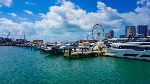 Miami Usa April 2022 Luxury Yachts Bayside Marina Miami Florida — Photo