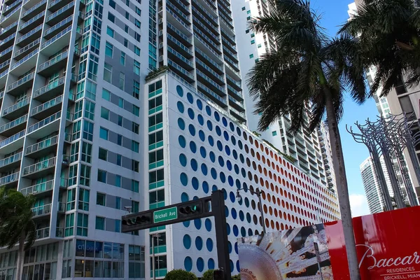 Miami Florida Usa April 2022 Downtown Skyline Cityscape Brickell Avenue — Fotografia de Stock