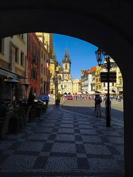 Prague Czech Republic May 2022 People Cafe Houses Old Architecture — Photo
