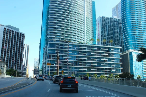 Miami Florida Usa April 2022 Downtown Skyline Cityscape Brickell Avenue — 스톡 사진