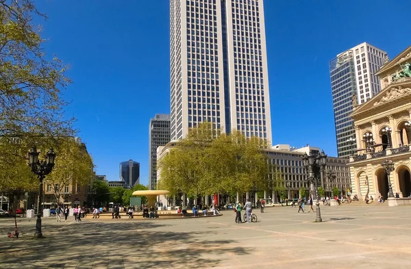 Frankfurt am Main, Germany - May 10, 2022: Opera square Opernplatz - central city square in Frankfurt