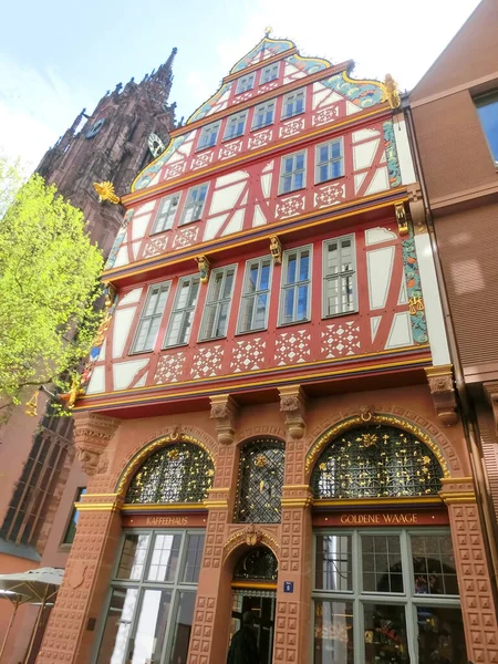 Frankfurt Main Germany April 2022 Half Timbered Facade Kaffeehaus Goldene — Stok fotoğraf