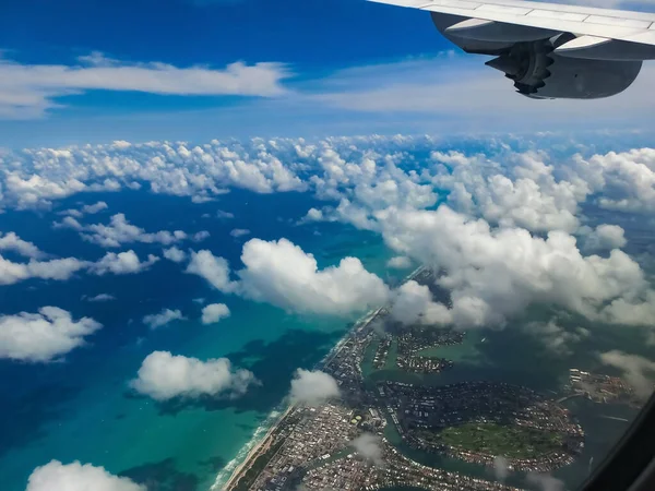 Miami Depuis Hublot Avion Journée Ensoleillée — Photo