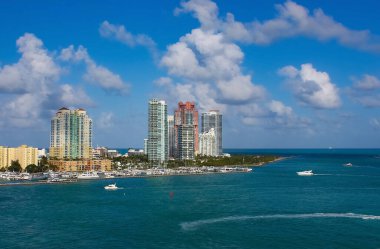 Luxury apartments in port of Miami - view from cruise liner