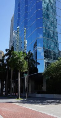Downtown skyline cityscape near Brickell avenue at Miami