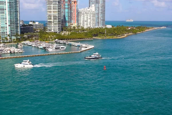 Luxury apartments in port of Miami - view from cruise liner