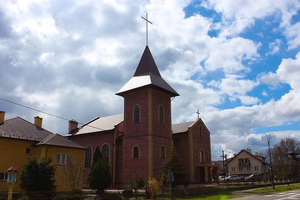 Street View Rural Catholic Church Poland — Stockfoto