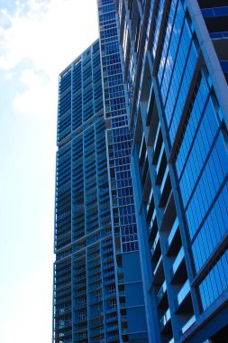 Downtown skyline cityscape near big avenue at Miami