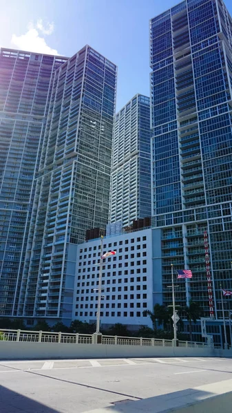 Downtown Skyline Cityscape Big Avenue Miami — Fotografia de Stock